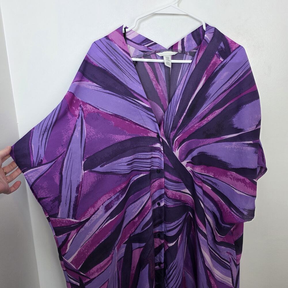 H&M Purple Artsy Flowy Beautiful Button Up‎ Oversized Long Kaftan Dress Size S - Picture 5 of 9
